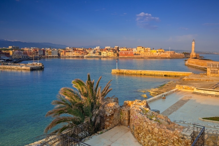 Old Venetian port of Chania at sunrise, Crete. Greece